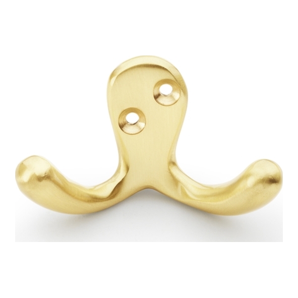 AW773SB • Satin Brass • Alexander & Wilks Victorian Double Robe Hook